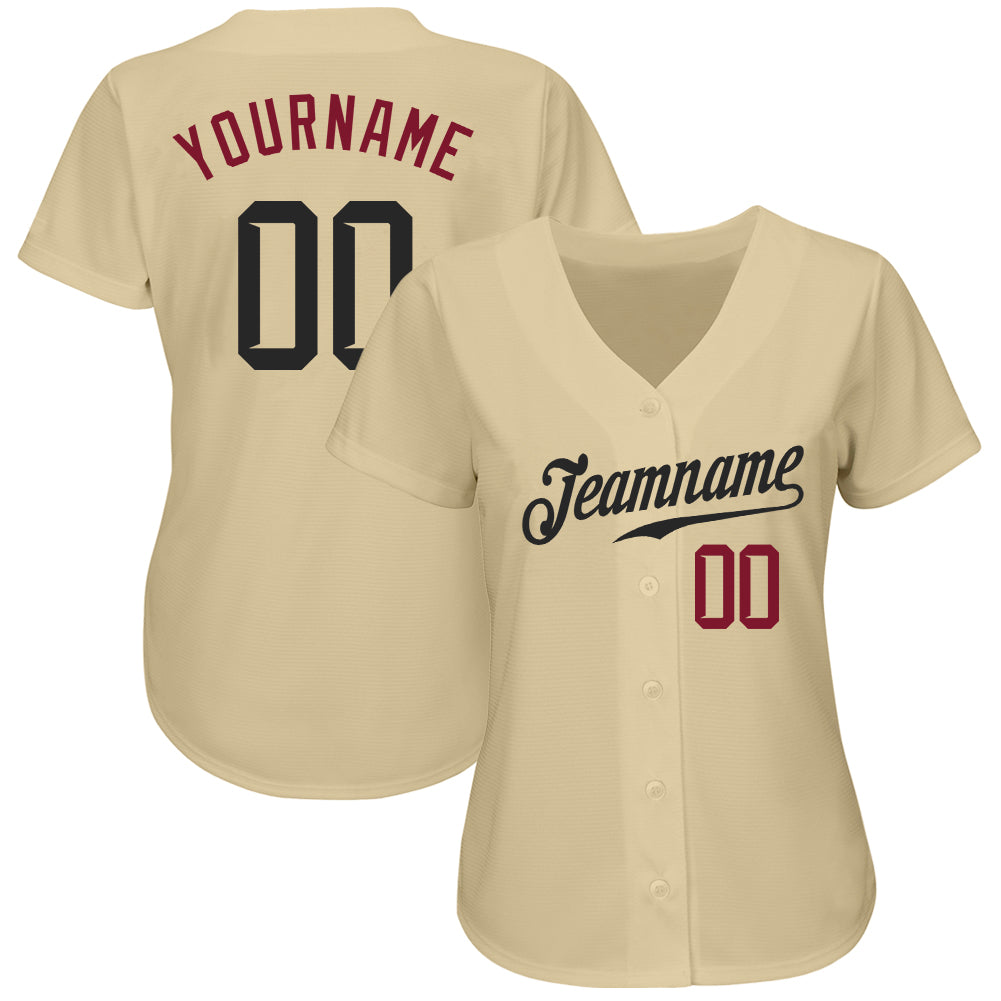 Personalized Sand Black-Crimson Authentic Baseball Jersey Team Custom Name and Number Custom Name Number Black Crimson Personalized Baseball Jersey Authentic Team Personalized Sand Black-Crimson Authentic Baseball - Image 2