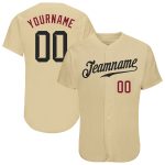 Custom Name Number Black Crimson Personalized Baseball Jersey Authentic Team Personalized Sand Black-Crimson Authentic Baseball