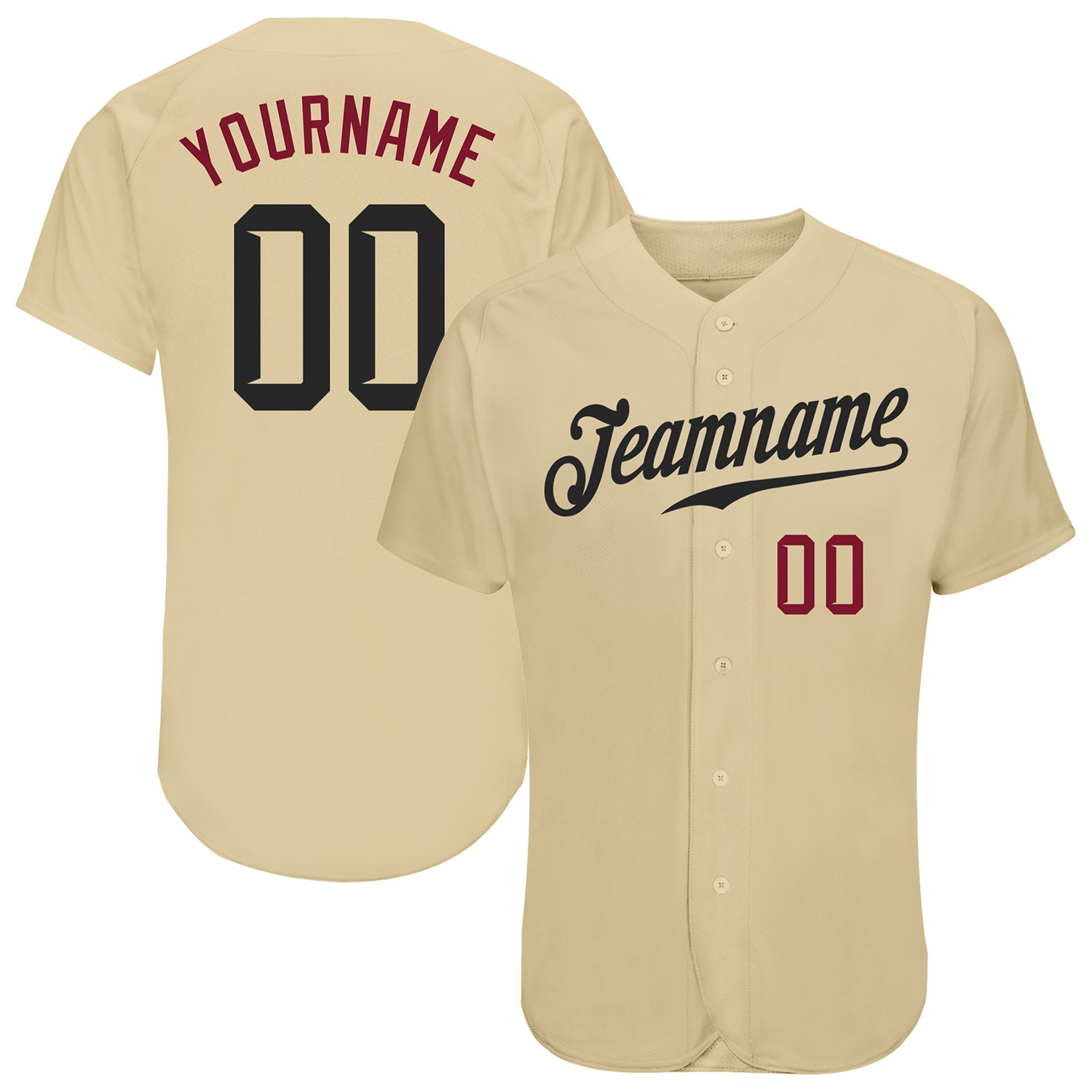 Custom Name Number Black Crimson Personalized Baseball Jersey Authentic Team Personalized Sand Black-Crimson Authentic Baseball