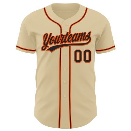 Personalized Black-Orange Baseball Jersey | Authentic Sand Design Personalized Sand Black-Orange Authentic Baseball Jersey