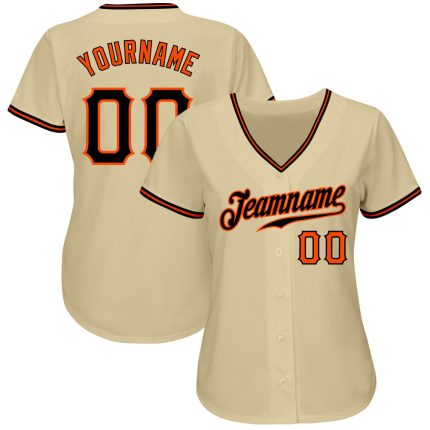 Custom Name and Number Baseball Jersey - Personalized Black-Orange Sand Team Jersey Personalized Sand Black-Orange Authentic