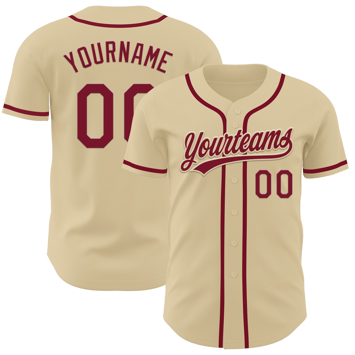 Custom Name and Number Personalized Sand Crimson Baseball Jersey Authentic Team Gear Personalized Sand Crimson Authentic