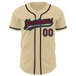 Custom Name and Number Baseball Jersey - Personalized Crimson Black-Aqua Authentic Team Gear Personalized Sand Crimson Black-Aqua