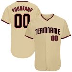 Custom Personalized Baseball Jersey with Team Name and Number - Sand Crimson-Black Authentic Design Personalized Sand Crimson-Black