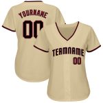 Custom Personalized Baseball Jersey with Team Name and Number - Sand Crimson-Black Authentic Design Personalized Sand Crimson-Black