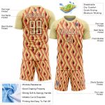 Custom Name and Number Soccer Jersey - Personalized Sand Crimson Geometric Shapes Uniform Personalized Sand Crimson Geometric