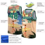 Custom Name Number Kelly Green White Basketball Jersey 3D Tropical Beach Hawaii Palm Trees Personalized Design Personalized