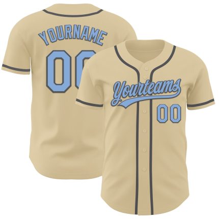 Custom Name and Number Baseball Jersey Authentic Light Blue-Steel Gray Personalized Team Apparel Personalized Sand Light