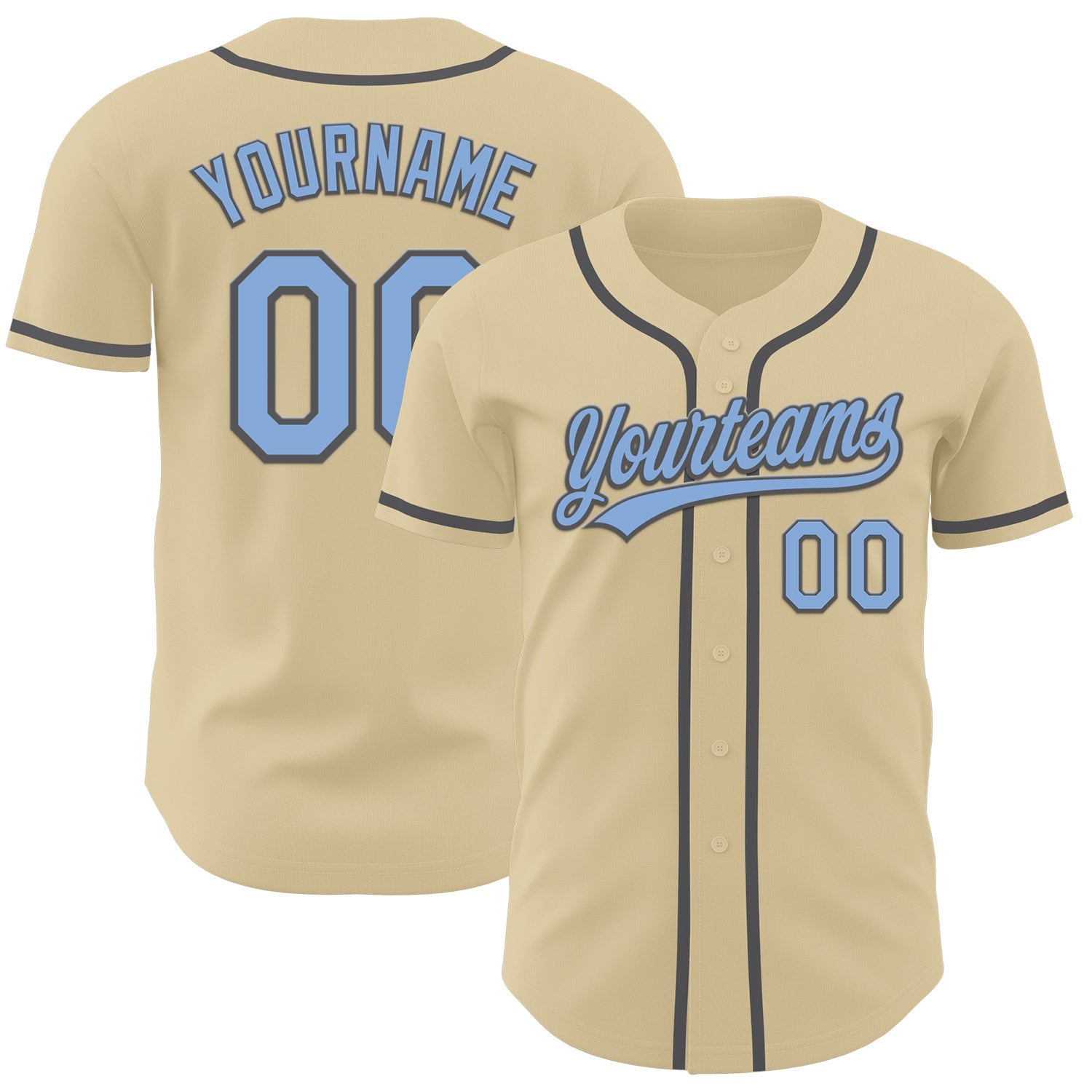 Custom Name and Number Baseball Jersey Authentic Light Blue-Steel Gray Personalized Team Apparel Personalized Sand Light