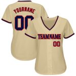 Custom Name and Number Authentic Baseball Jersey - Personalized Navy-Red Team Gear Personalized Sand Navy-Red Authentic Baseball