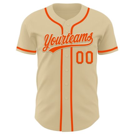 Personalized Sand Orange Baseball Jersey Custom Name Number - Authentic Team Wear Personalized Sand Orange Authentic Baseball