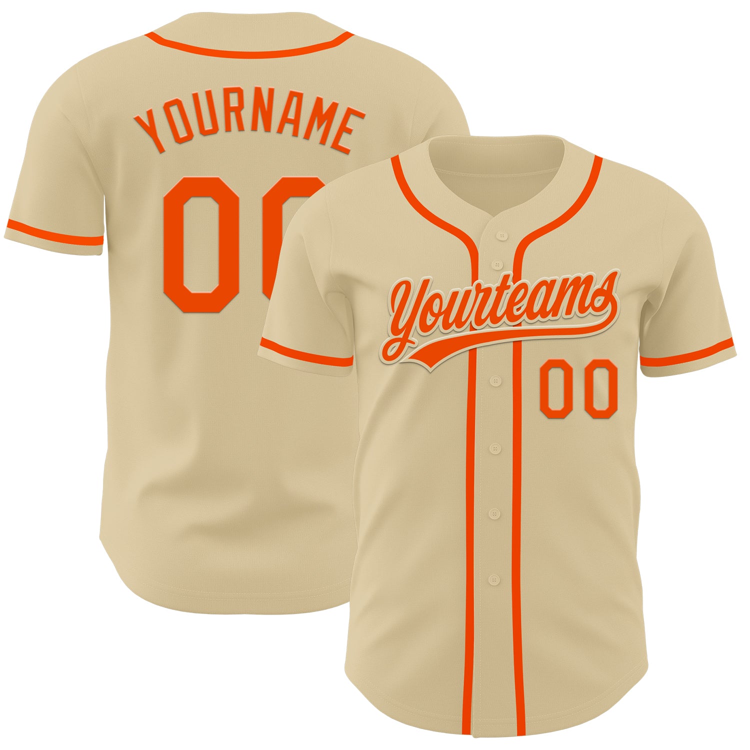 Personalized Sand Orange Baseball Jersey Custom Name Number - Authentic Team Wear Personalized Sand Orange Authentic Baseball