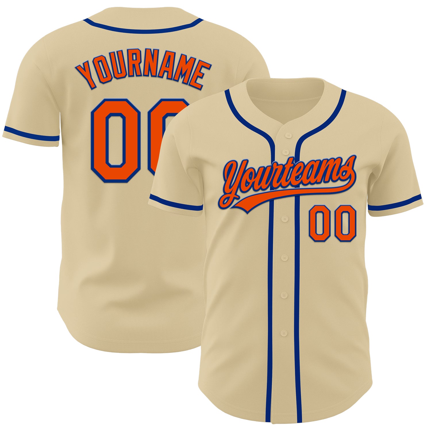 Custom Personalized Team Baseball Jersey - Orange-Royal with Name & Number Personalized Sand Orange-Royal Authentic Baseball