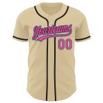 Custom Name and Number Baseball Jersey - Sand Pink, Black, Light Blue Authentic Design Personalized Sand Pink Black-Light