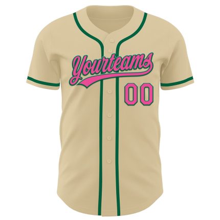 Custom Name and Number Authentic Baseball Jersey in Sand Pink and Kelly Green - Personalized Team Jersey Personalized Sand