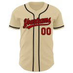 Custom Name & Number Authentic Red-Black Baseball Jersey - Personalized Team Apparel Personalized Sand Red-Black Authentic