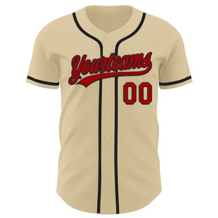 Custom Name & Number Authentic Red-Black Baseball Jersey - Personalized Team Apparel Personalized Sand Red-Black Authentic