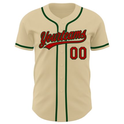 Custom Name and Number Authentic Baseball Jersey - Personalized Red-Green Team Jersey Personalized Sand Red-Green Authentic