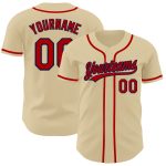 Custom Name and Number Baseball Jersey - Personalized Red-Navy Authentic Team Jersey Personalized Sand Red-Navy Authentic