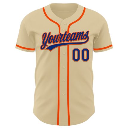 Custom Name and Number Personalization on Royal-Orange Authentic Baseball Jersey - Team Gear Personalized Sand Royal-Orange