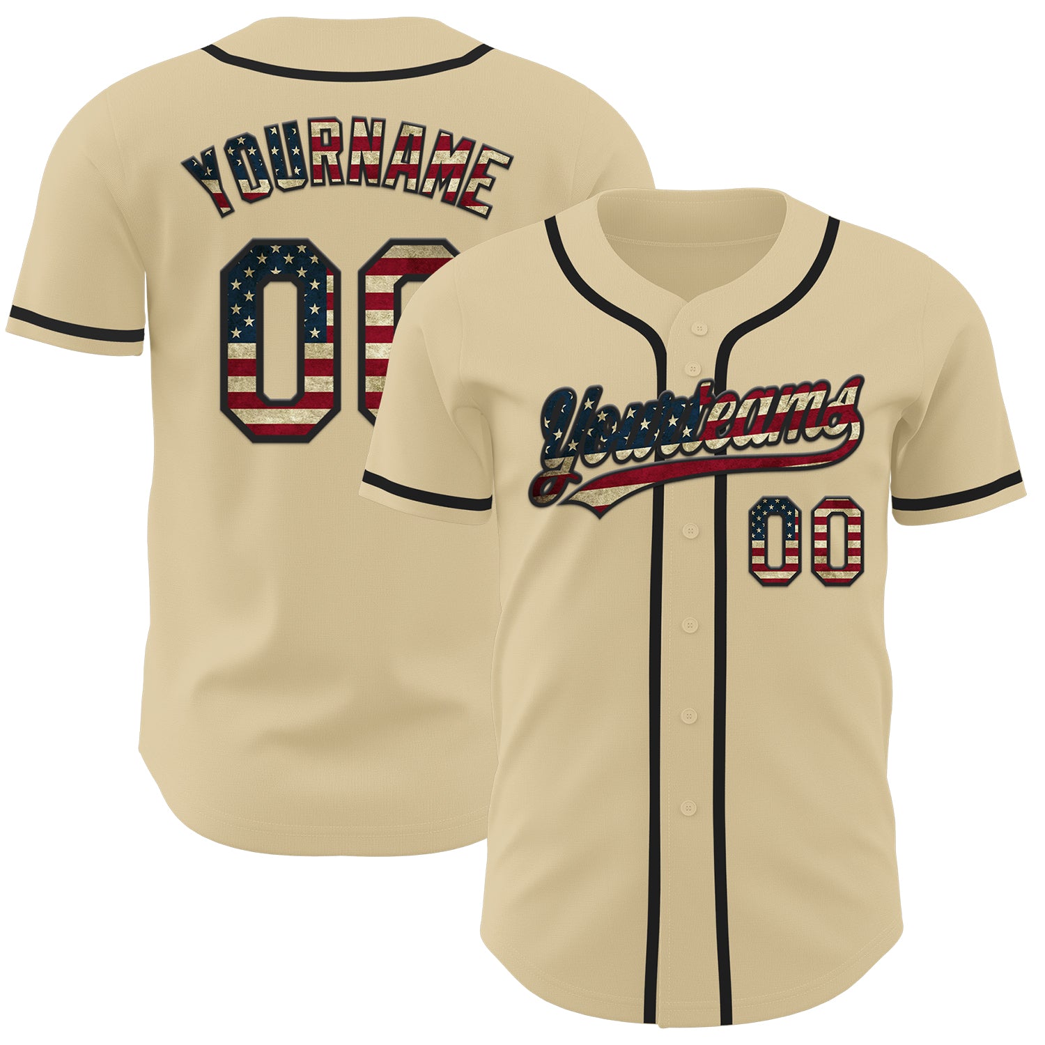 Custom Name and Number Vintage USA Flag Baseball Jersey - Personalized Black Authentic Team Jersey Personalized Sand Vintage