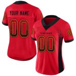 Custom Name and Number Scarlet Black-Gold Football Jersey Drift Fashion - Personalized Team Mesh Apparel Personalized Scarlet