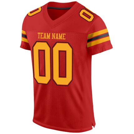Custom Name Number Personalized Scarlet Gold Black Mesh Football Jersey Personalized Scarlet Gold-Black Mesh Authentic Football