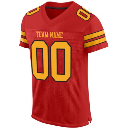 Personalized Gold-Black Scarlet Mesh Football Jersey Authentic for Fans Personalized Scarlet Gold-Black Mesh Authentic Football