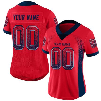 Custom Name and Number Football Jersey - Personalized Scarlet Navy-Gray Mesh Drift Fashion Team Gear Personalized Scarlet
