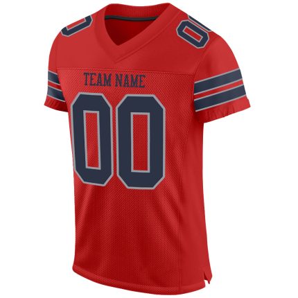 Personalized Custom Name and Number Football Jersey - Scarlet Navy-Light Gray Mesh Authentic Team Jersey Personalized Scarlet
