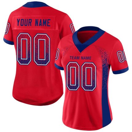 Custom Name and Number Football Jersey - Personalized Scarlet Royal-White Mesh Drift Fashion Team Jersey Personalized Scarlet