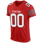 Custom Name and Number Authentic Football Jersey - Personalized Scarlet White-Black Mesh Design Personalized Scarlet White-Black