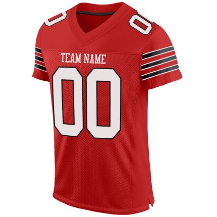 Custom Name and Number Authentic Football Jersey - Personalized Scarlet White-Black Mesh Design Personalized Scarlet White-Black