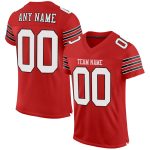 Custom Name and Number Authentic Football Jersey - Personalized Scarlet White-Black Mesh Design Personalized Scarlet White-Black