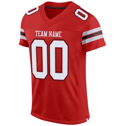 Personalized Football Jersey - Scarlet White-Black Mesh Authentic Design Personalized Scarlet White-Black Mesh Authentic