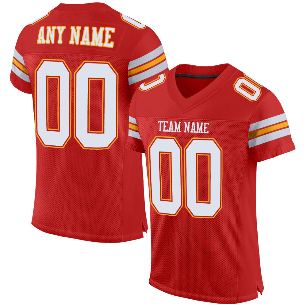 Personalized Custom Name Number Scarlet White Gold Authentic Football Jersey Personalized Scarlet White-Gold Mesh Authentic