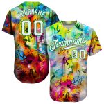 Custom Name Number 3D Baseball Jersey - Personalized Kelly Green White Scratch Graffiti Pattern Personalized Scratch Graffiti