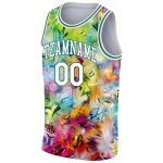 Custom Name and Number 3D Basketball Jersey - Personalized White Kelly Green Graffiti Pattern Authentic Jersey Personalized