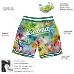 Custom Name Number 3D Basketball Shorts Graffiti Pattern White-Kelly Green Personalized Authentic Team Gear Personalized