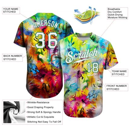 Personalized 3D Softball Jersey with Custom Name & Number - White Kelly Green Scratch Graffiti Pattern Personalized Scratch
