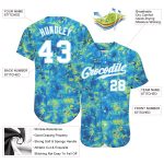 Personalized 3D Baseball Jersey with Scratch Graffiti Pattern in White and Light Blue Personalized Scratch Graffiti Pattern
