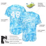 Custom Name and Number Personalized 3D Graffiti Pattern Baseball Jersey - White-Light Blue Personalized Scratch Graffiti