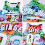 Custom Name and Number Personalized 3D Basketball Jersey - Scratch Graffiti Pattern in White and Light Blue Personalized