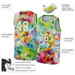 Custom Personalized 3D Basketball Jersey with Scratch Graffiti Pattern in White-Neon Green - Team Name & Number Personalized