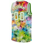 Custom Personalized 3D Basketball Jersey with Scratch Graffiti Pattern in White-Neon Green - Team Name & Number Personalized