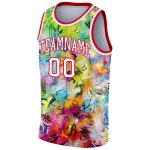Custom Name Number 3D Basketball Jersey - Personalized White-Red Scratch Graffiti Pattern, Authentic Team Apparel Personalized