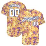 Custom Name Number 3D Baseball Jersey White-Royal Personalized Scratch Graffiti Pattern Authentic Team Apparel Personalized