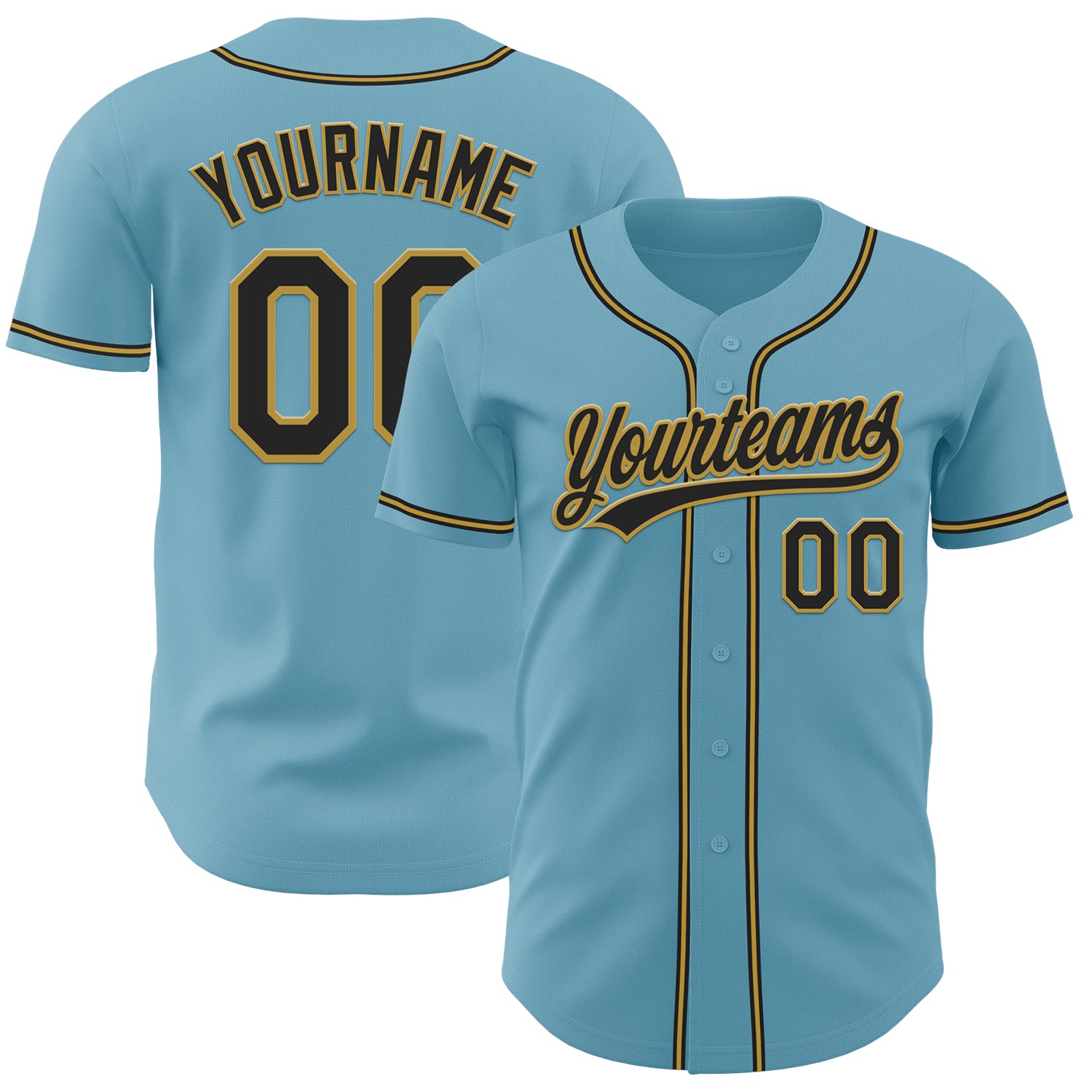 Custom Name Number Baseball Jersey - Personalized Shadow Blue Black Old Gold Authentic Team Apparel Personalized Shadow Blue