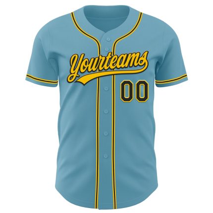 Custom Name & Number Shadow Blue Black-Yellow Authentic Baseball Jersey - Personalized Team Apparel Personalized Shadow Blue