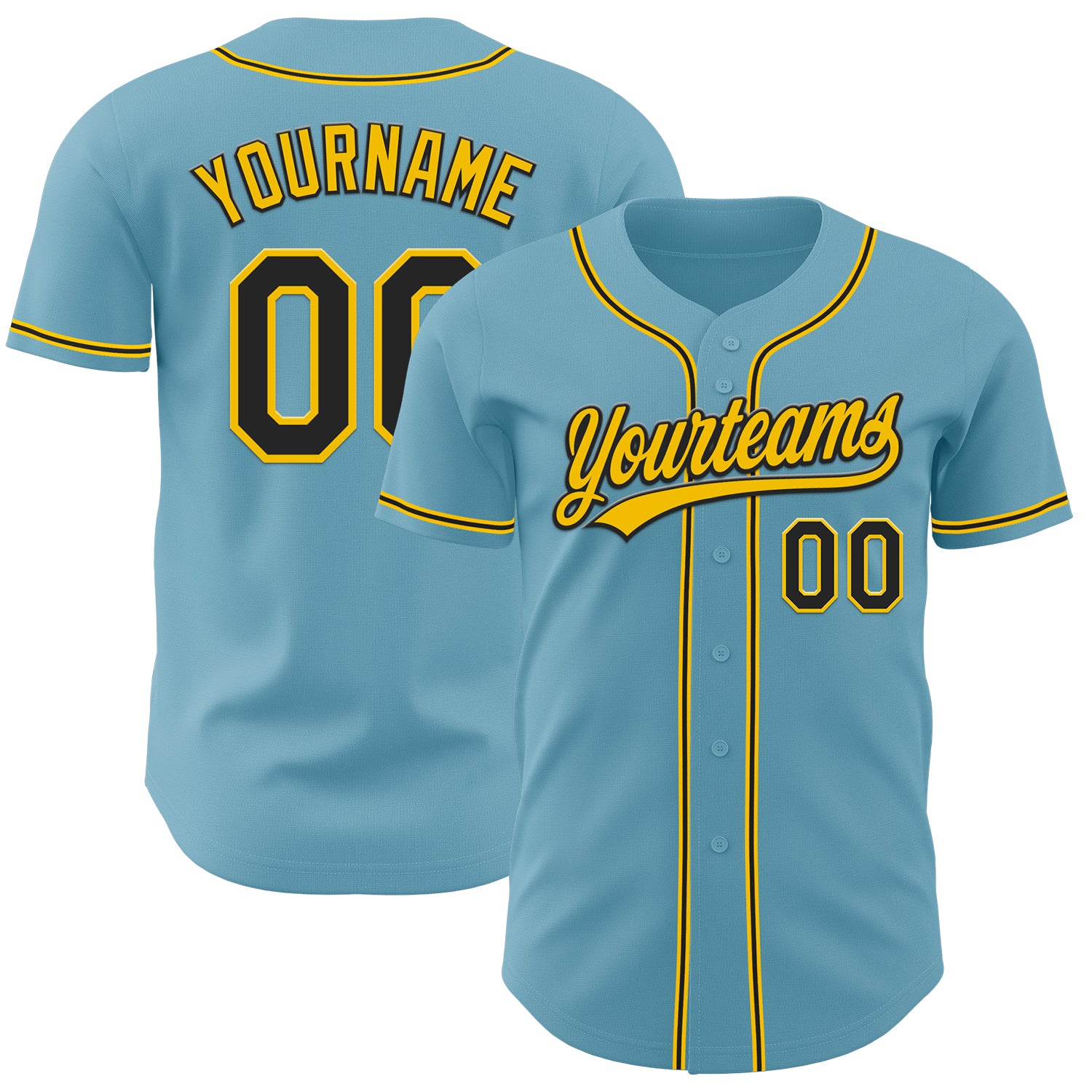 Custom Name & Number Shadow Blue Black-Yellow Authentic Baseball Jersey - Personalized Team Apparel Personalized Shadow Blue